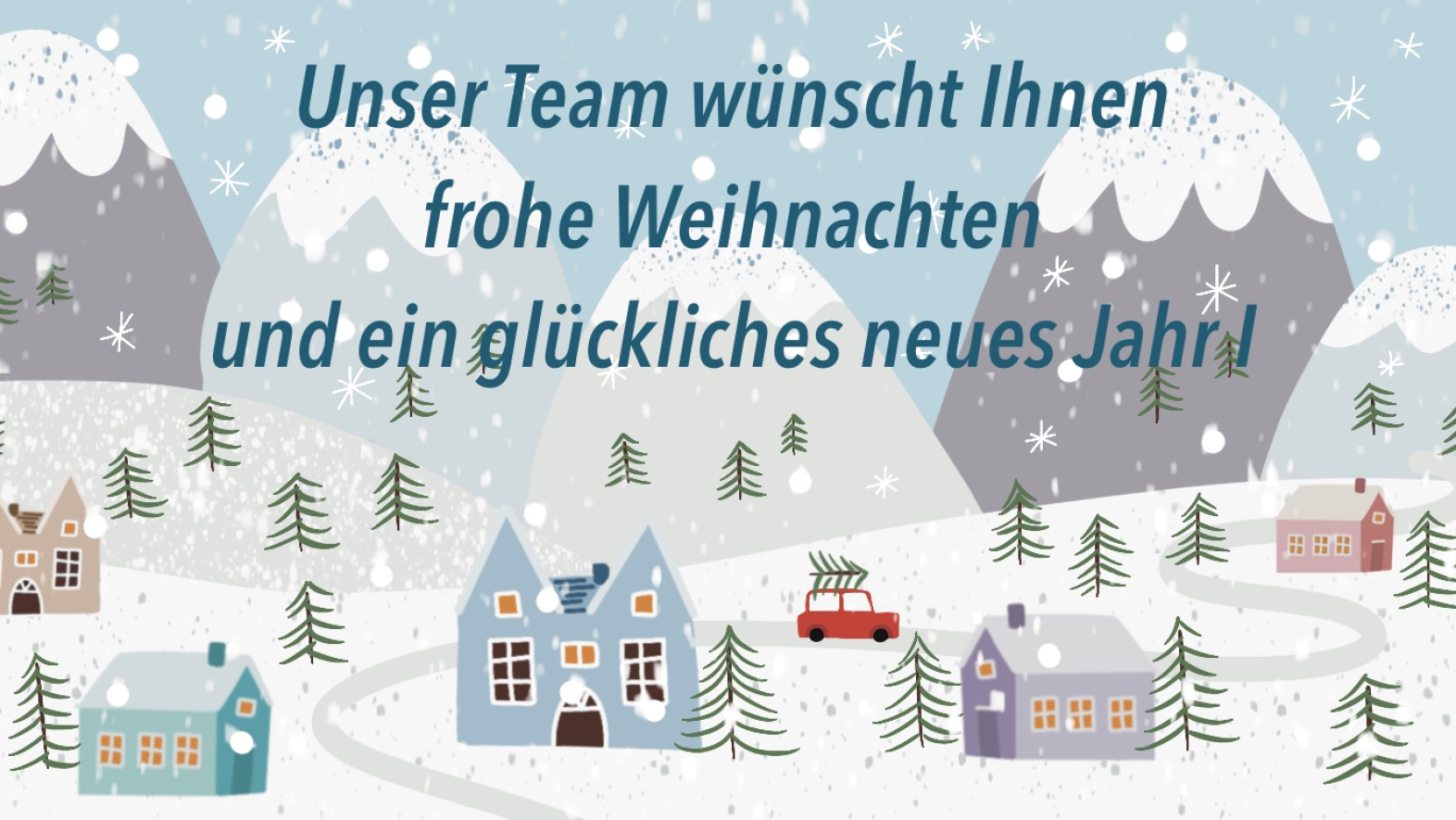 Weihnachtslandschaft mit Weihnachtsgrüßen